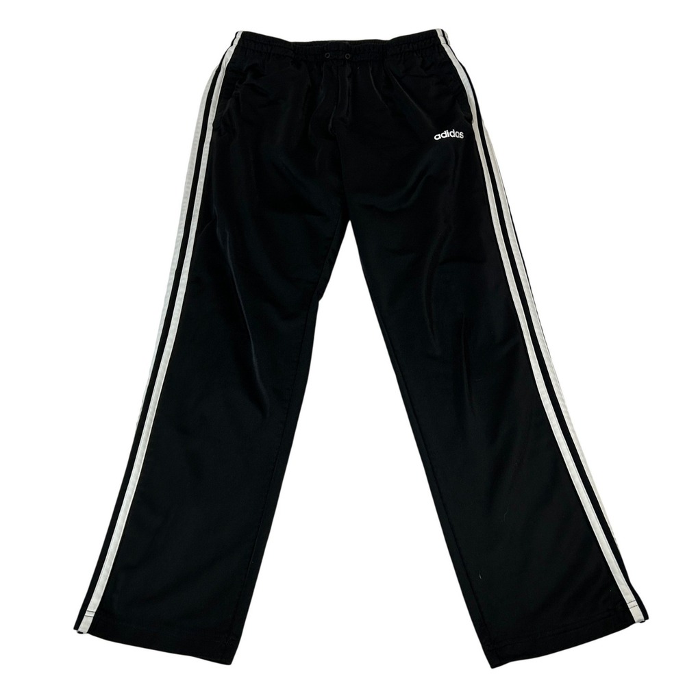 Adidas Mens Black Three Stripe Track Pants Large Regular Fit Sporty Athleisure